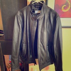 Calvin Klein Mens Moto Leather Jacket